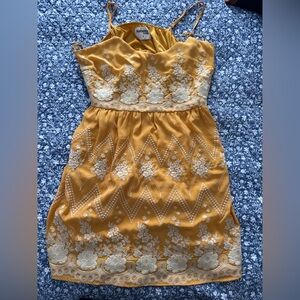 Savanna Jane Yellow Dress with White Floral Embroidery